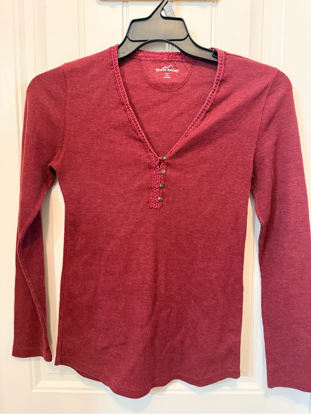 Eddie Bauer Burgundy Long-Sleeve Henley